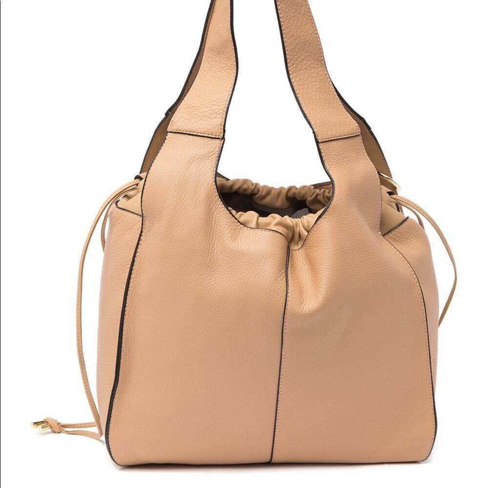 NEW Vince Camuto Suni Leather Shoulder Bag Tote Satchel Moccasin Stripe Purse - Picture 3 of 8